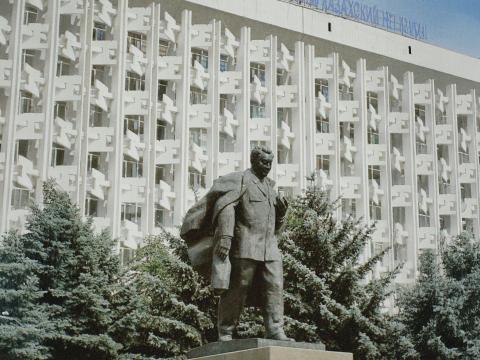 Sculpture in Front of Satbayev University Building in Almata, Kazakhstan